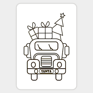Contour brown Christmas truck front view Magnet